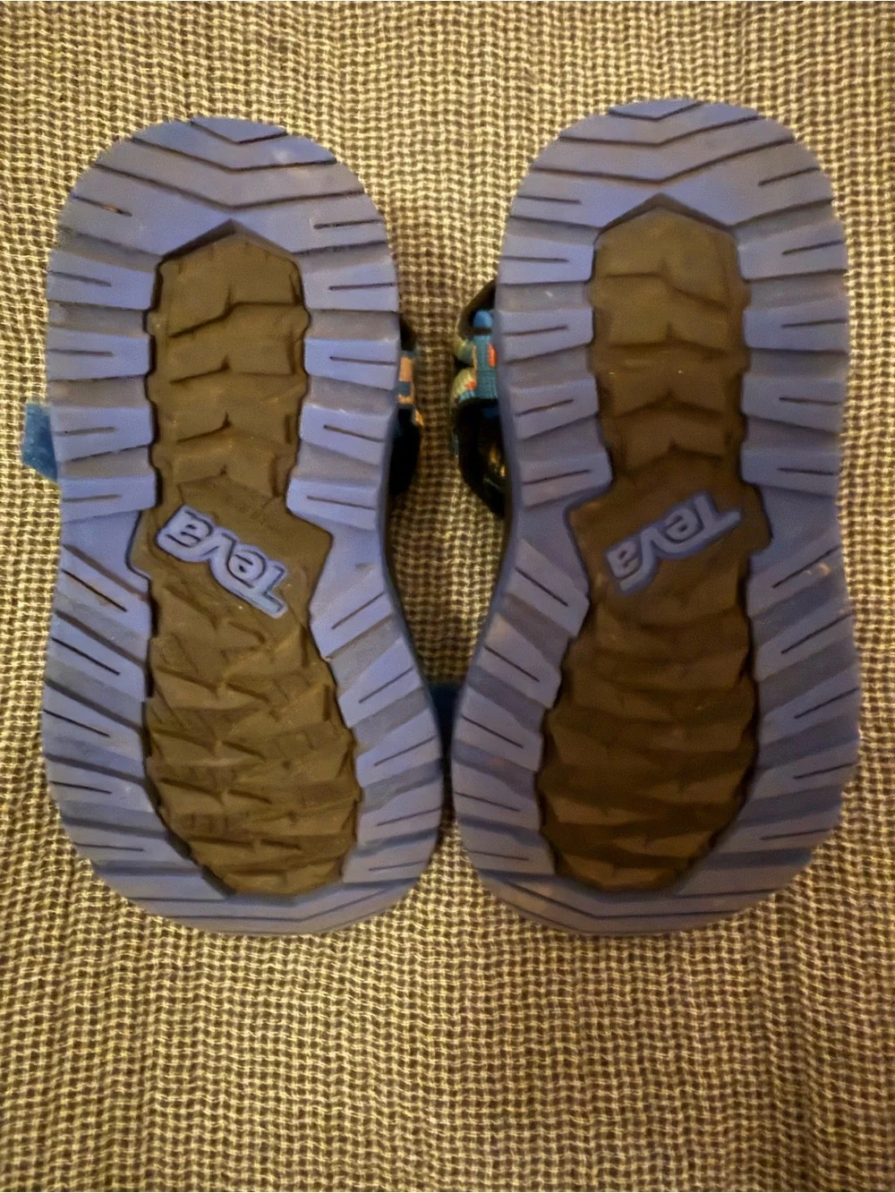Teva Kids Blue Patterned Strap Sandals with Orange Accents